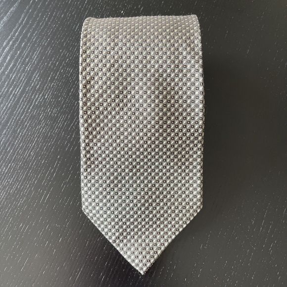 Valerio Garati Vintage Silk Mens Neck Tie - Black and Gold Geometric Pattern - Picture 5 of 5